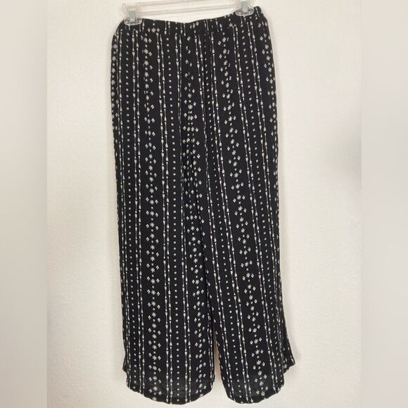 Hem & Thread luxury black w/white print rayon crinkle pants w/mesh lining💝💝 - Picture 4 of 6